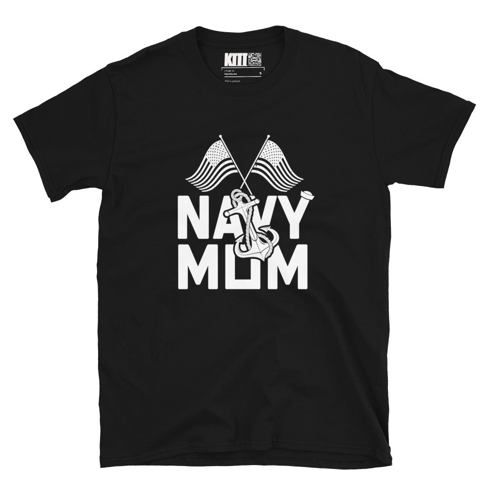 Navy Mom - Proudly Anchored Short-Sleeve Unisex T-Shirt