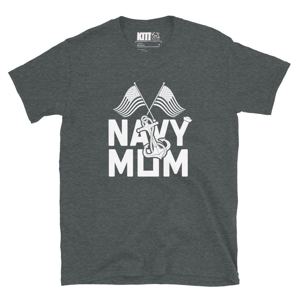 Navy Mom - Proudly Anchored Short-Sleeve Unisex T-Shirt