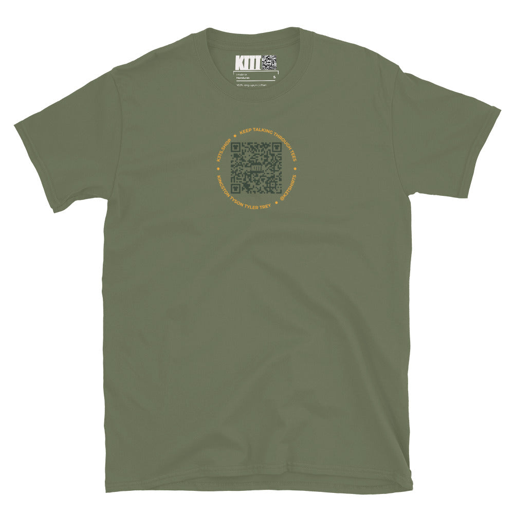 K3T’s QR Code & Slogan Short-Sleeve Unisex T-Shirt