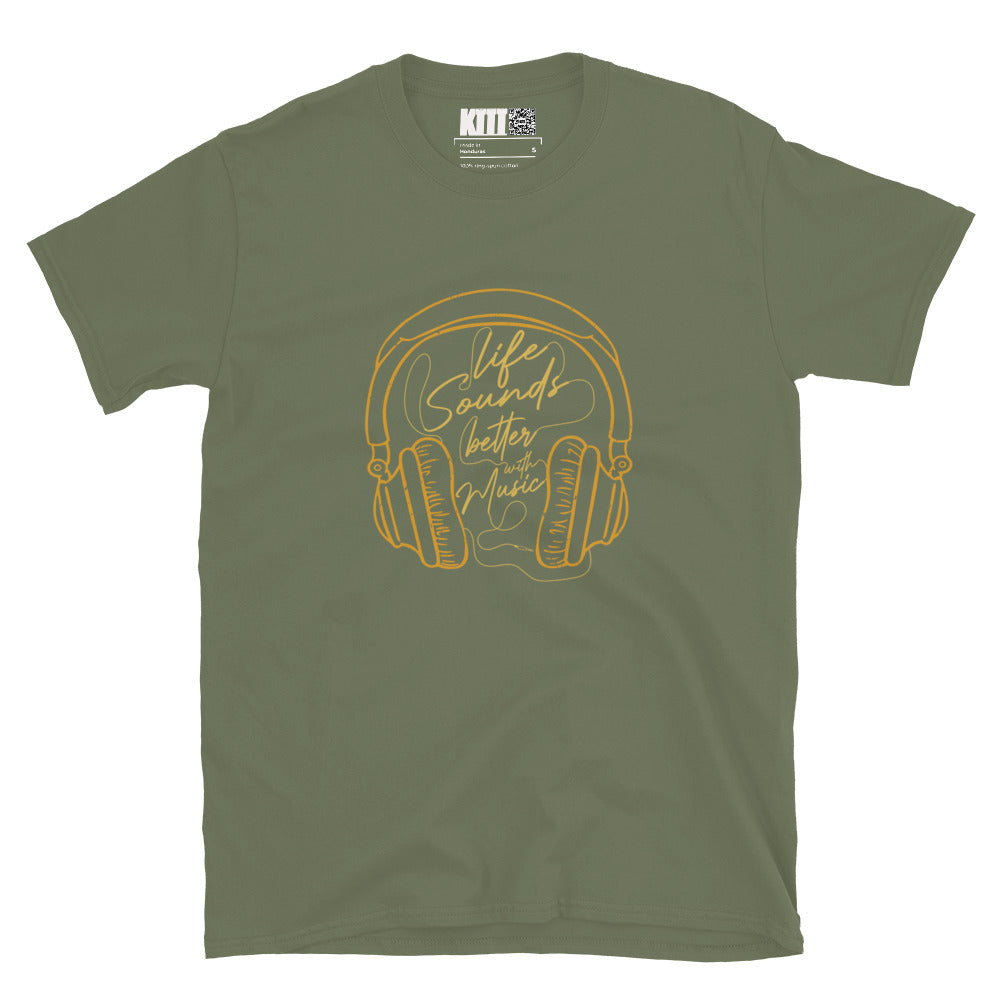 Life Sounds Better with Music - Headphone Vibes Short-Sleeve Unisex T-Shirt