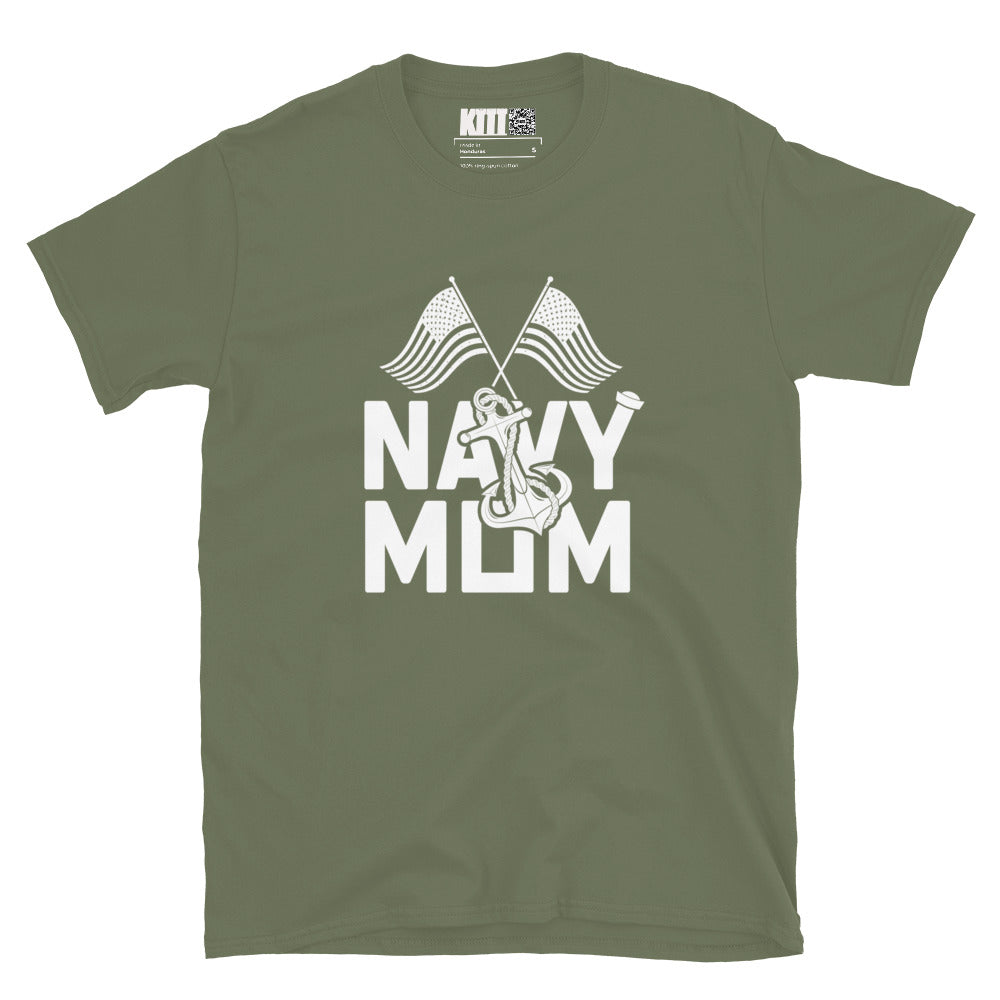 Navy Mom - Proudly Anchored Short-Sleeve Unisex T-Shirt
