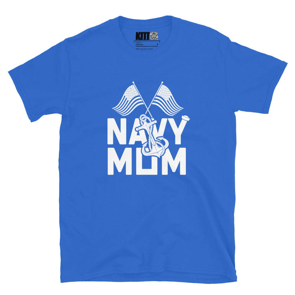 Navy Mom - Proudly Anchored Short-Sleeve Unisex T-Shirt