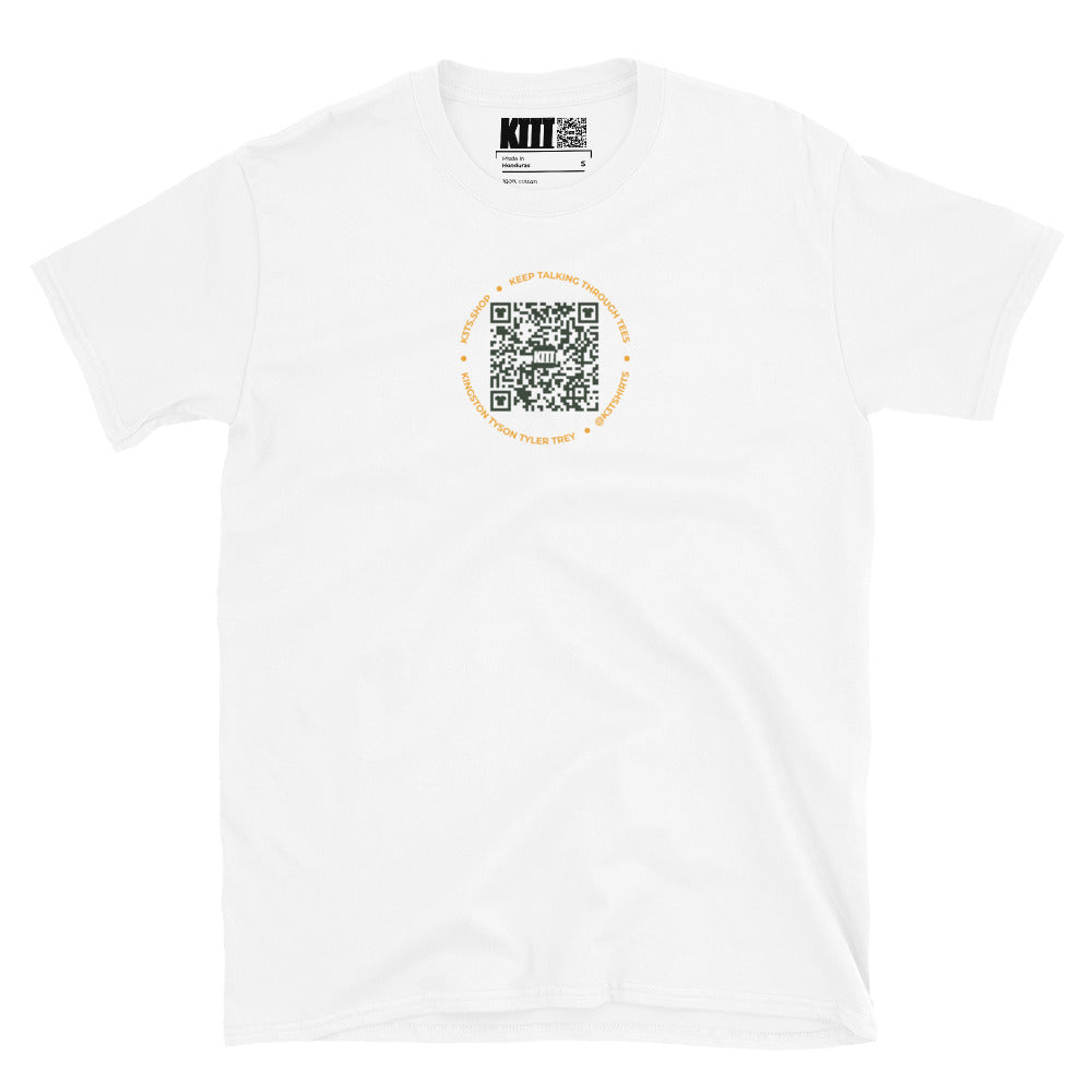 K3T’s QR Code & Slogan Short-Sleeve Unisex T-Shirt